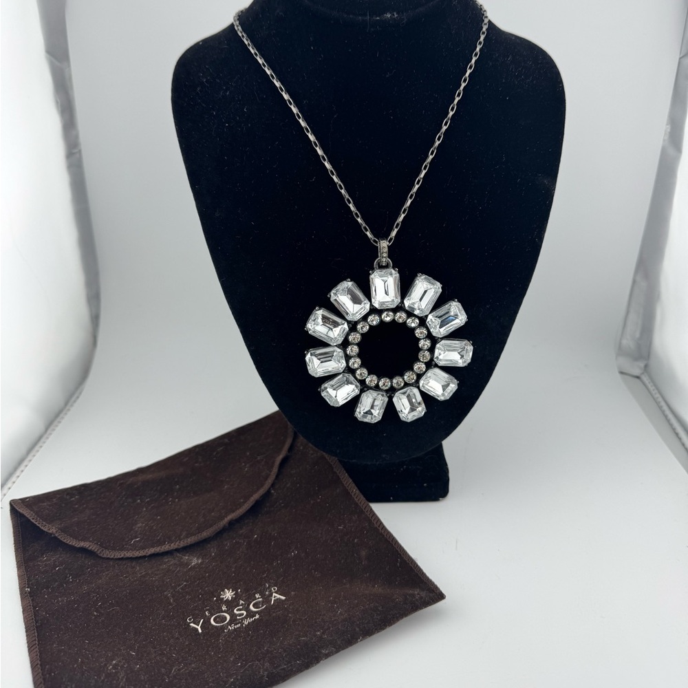 Gerard Yosca Vintage Silver and Black Pendant‎ Statement Necklace